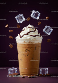 Iced Coffee with Whipped Cream and Chocolate Syrup
