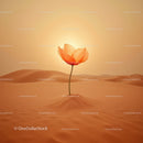 Delicate flower blooming in vast desert dunes
