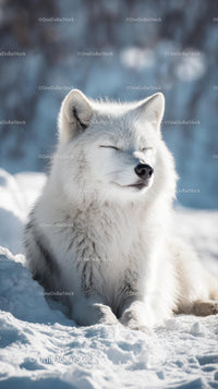 Adorable Arctic Fox Relaxing in a Snowy Landscape