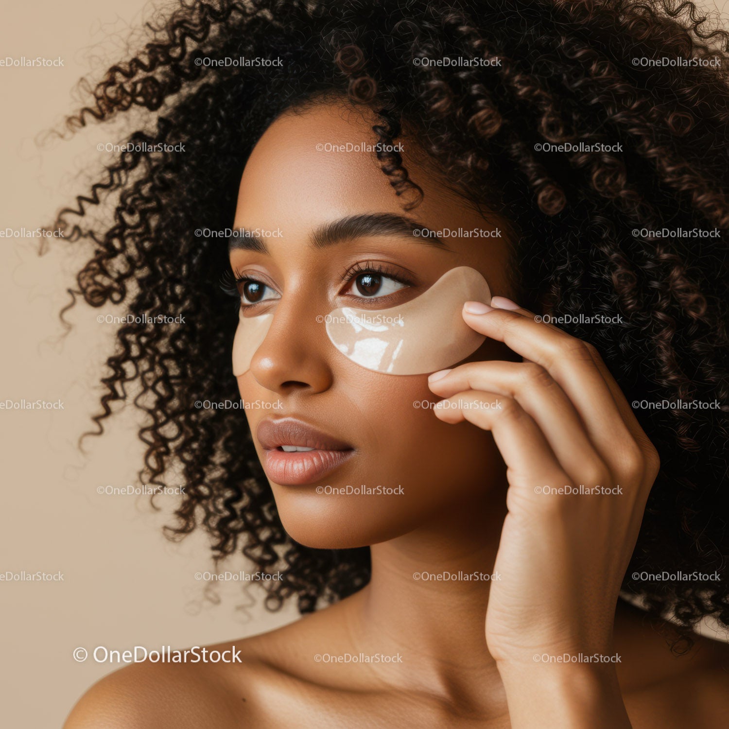 Woman Applying Eye Patch for Skin Care and Relaxation