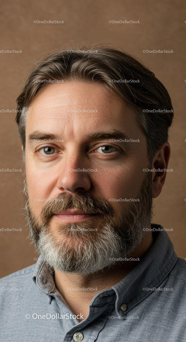 Middle aged man with beard in casual shirt portrait