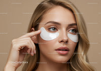 Woman with Under-Eye Patches Using Skincare Cream for Brightening