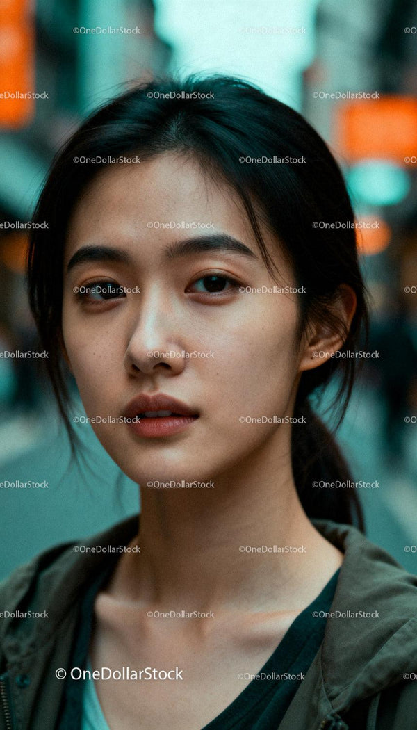 Natural close-up portrait of thoughtful young woman