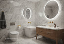 Luxury Modern Bathroom with Marble Tiles and Gold Fixtures