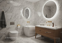 Luxury Modern Bathroom with Marble Tiles and Gold Fixtures
