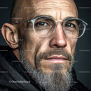 Confident Man with Glasses and Stylish Grey Beard
