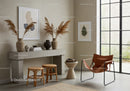 Minimalist living room with modern leather chair and decor