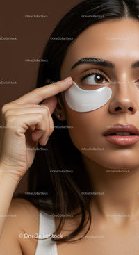 Portrait of a Young Woman Applying Eye Mask for Skin Rejuvenation