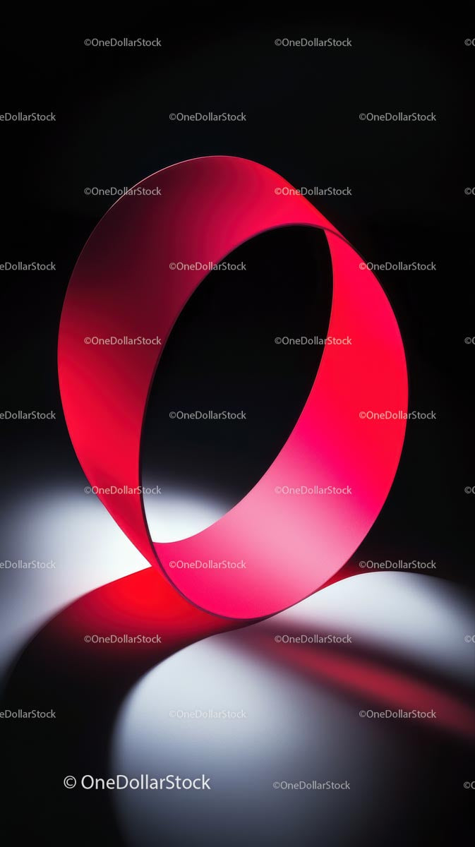 Red Metallic Ribbon Art Sculpture for Modern Interior Decor