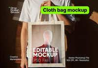 Man holding cloth bag Editable PSD Mockup preview