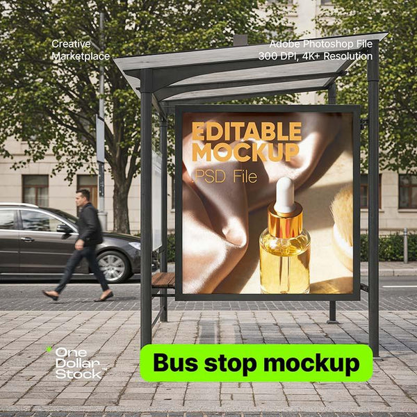 Mockup reklamy na przystanku autobusowym