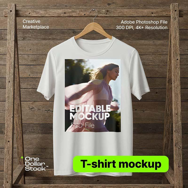Mockup białej koszulki na wieszaku
