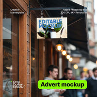 Hanging signboard Editable PSD Mockup preview
