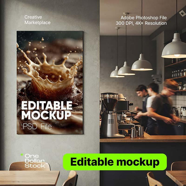 Mockup plakatu kawiarni