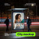 City at night advert Editable PSD Mockup preview