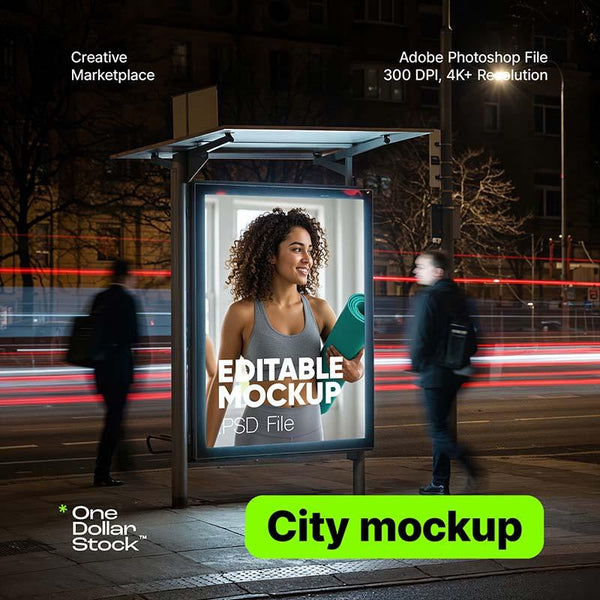 Reklama miasta nocą mockup