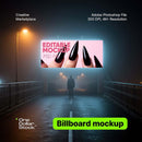 Man standing on road in front of billboard Editable PSD Mockup preview