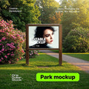 Signboard in park Editable PSD Mockup preview