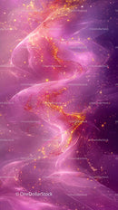 Vibrant Pink and Gold Cosmic Nebula with Sparkling Stars
