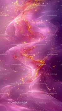Vibrant Pink and Gold Cosmic Nebula with Sparkling Stars
