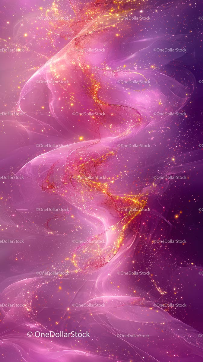 Vibrant Pink and Gold Cosmic Nebula with Sparkling Stars