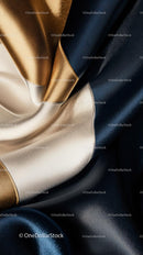 Elegant Satin Fabric in Gold Blue and Silver Colors for Luxury Design