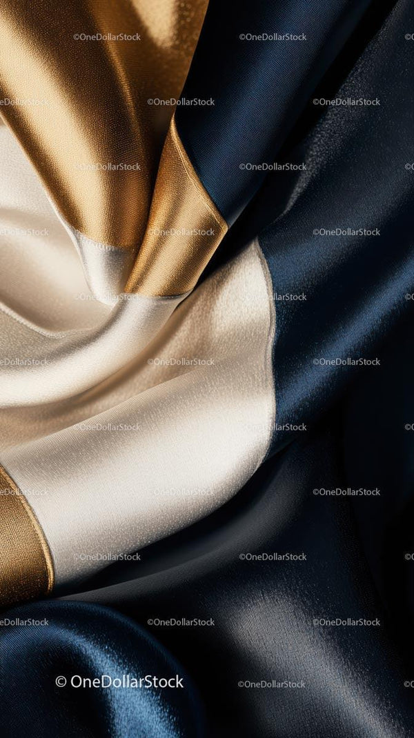 Elegant Satin Fabric in Gold Blue and Silver Colors for Luxury Design