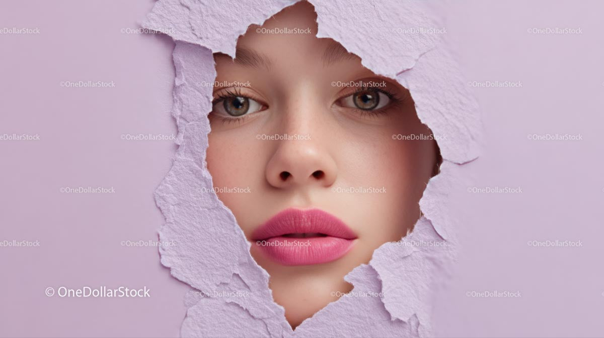 Captivating Female Portrait with Vibrant Pink Lipstick