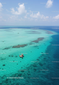 Stunning Aerial View of Turquoise Coral Reef and Island