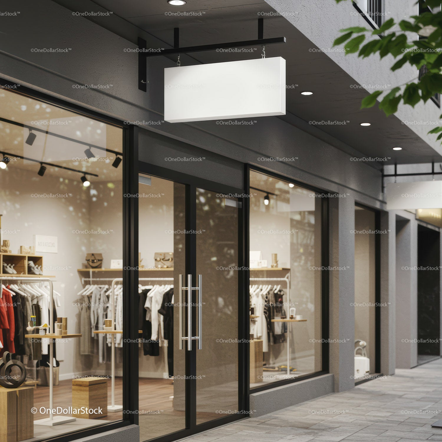 Contemporary Fashion Boutique Exterior with Glass Doors