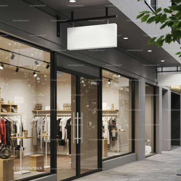 Contemporary Fashion Boutique Exterior with Glass Doors JPG Mockup Image