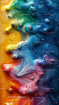 Vivid Abstract Swirl of Colorful Fluid Paint Art