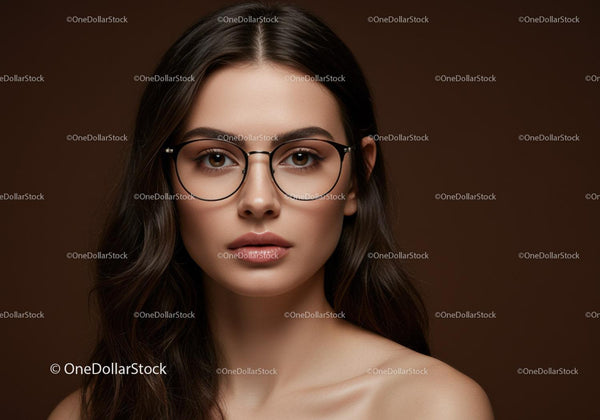 Elegancka kobieta w okularach z modną fryzurą na profesjonalnym portrecie