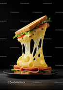 Classic sandwich with stretchy melted cheese and ham
