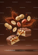Chocolate Caramel Bar with Peanuts and Cocoa Powders