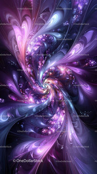 Vivid Abstract Fractal Art with Glowing Purple and Blue Swirls
