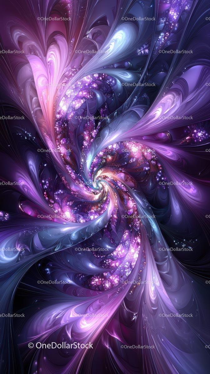 Vivid Abstract Fractal Art with Glowing Purple and Blue Swirls
