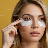 Close-up of Woman Applying Eye Masks for Beauty and Skin Rejuvenation