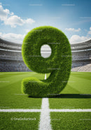 Green Grass Number Nine Standing on Soccer Field