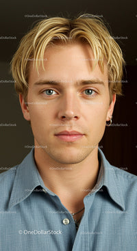 Young man with blond hair and blue eyes