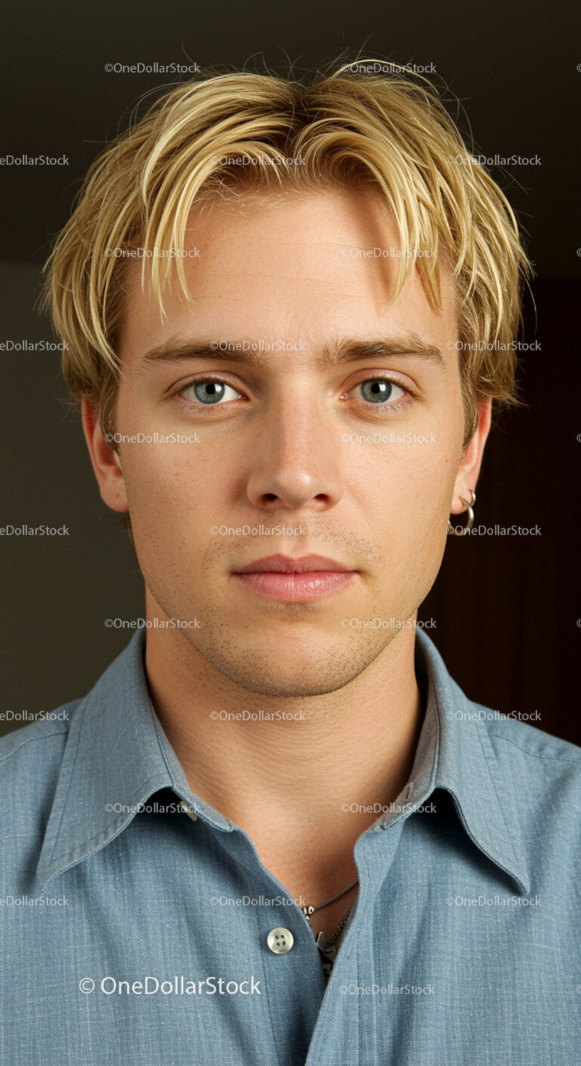 Young man with blond hair and blue eyes