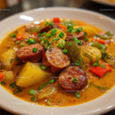 Hearty Sausage and Vegetable Stew with Potatoes and Green Onions