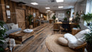Modern Cozy Office with Wooden Furniture and Indoor Plants