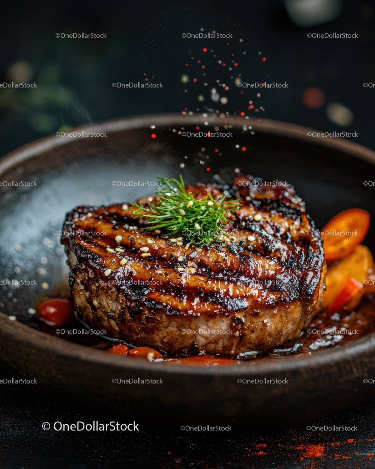 Juicy Grilled Steak with Herbs and Roasted Vegetables