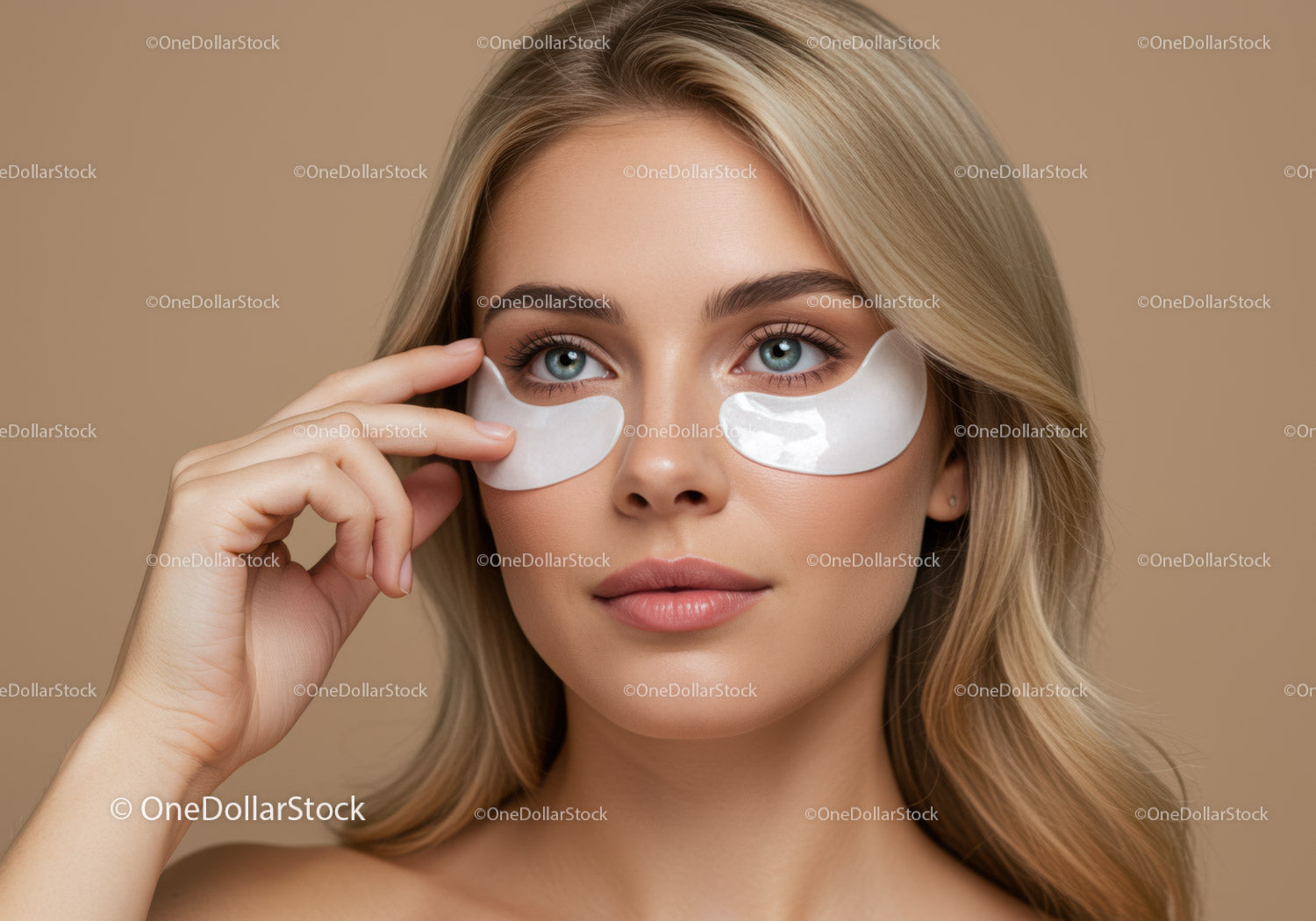 Young Woman with Eye Gel Patches for Skin Rejuvenation and Beauty