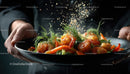 Stir-Fried Shrimp with Mixed Vegetables Garnished with Fresh Herbs