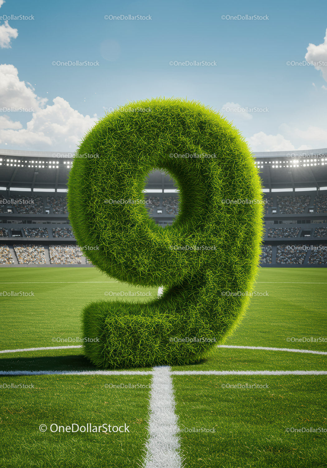 Large Grass Texture Number Nine on Soccer Field