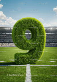 Large Grass Texture Number Nine on Soccer Field