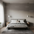 Stylish Modern Bedroom with Pendant Lights and Neutral Decor
