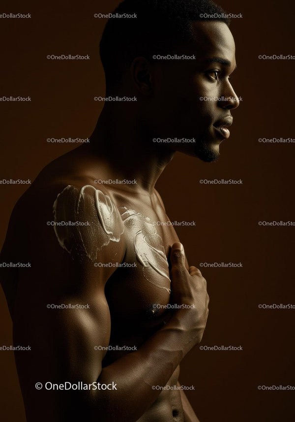 Close-up of a Man Applying Body Lotion for Skincare Routine